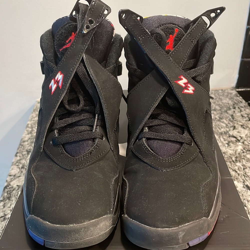 Air Jordan 8 Retro (GS) Like New! Size 7 Youth Black / Varsity Rd-White-Bright